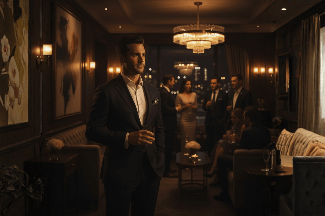 silent confidence at an exclusive social event